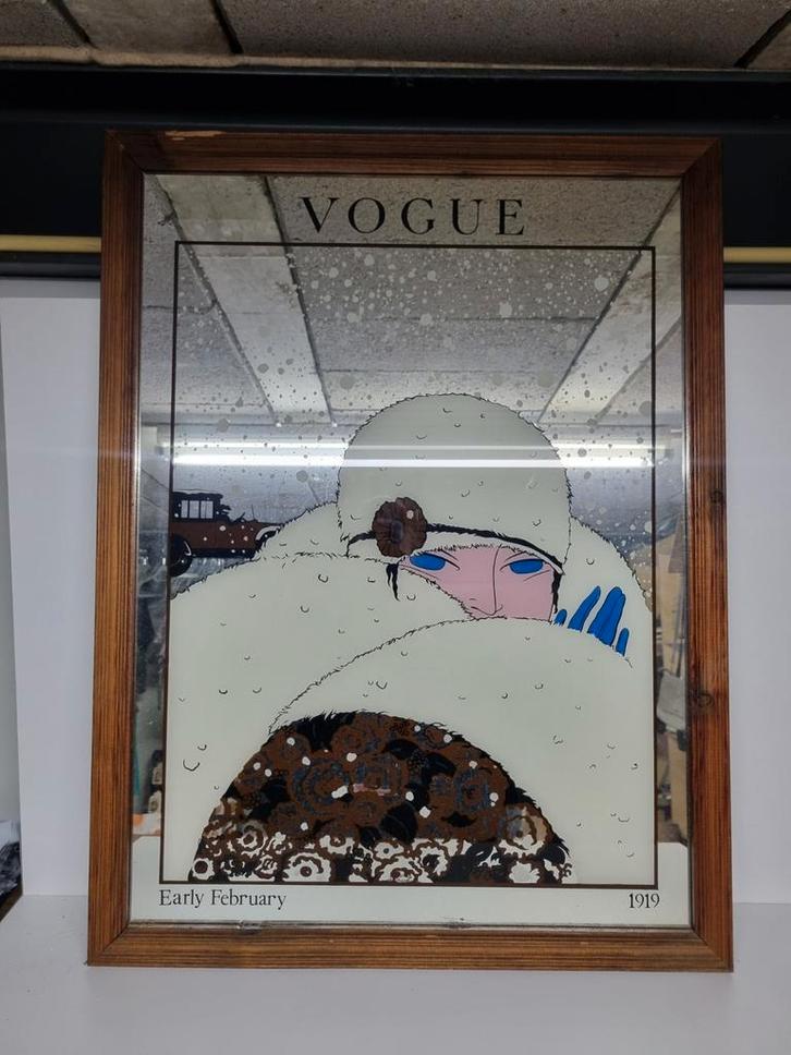 Vintage Vogue spiegel - Early February 1919, Antiek en Kunst, Antiek | Spiegels, Rechthoekig, Ophalen