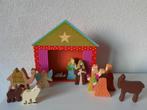 Mooie Houten Gekleurde Kerststal voor Kinderen, Ophalen of Verzenden, Zo goed als nieuw