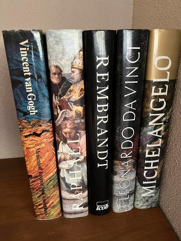 5 Kunstboeken: Rafael, Rembrandt, DaVinci, Michelangelo, Van beschikbaar voor biedingen