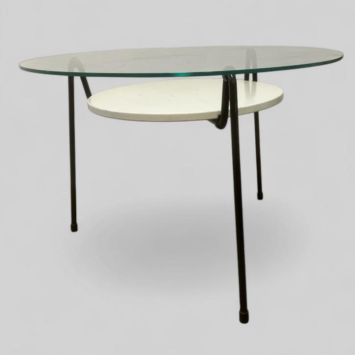 Gispen 535 salontafel Wim Rietveld 1953 de Mug, Huis en Inrichting, Tafels | Bijzettafels, Gebruikt, Rond, 45 tot 60 cm, 55 tot 75 cm