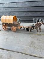 Playmobil, huifkar, 5 paarden, koe en hek, vintage, Ophalen of Verzenden, Gebruikt