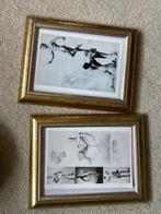 Mannen naakt  houten vergulde lijst // 2x  23x17 cm, Ophalen of Verzenden