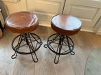 Stoere Industriële Krukjes - Set van 2, Ophalen, Met voetsteun, Zo goed als nieuw, Metaal