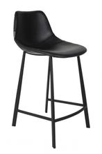 OUTLET Zuiver Barstoel Franky zwart leder, Ophalen, Nieuw, 60 tot 90 cm
