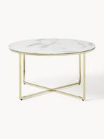 Ronde salontafel antigua glazen tafel marmerlook westwing, Huis en Inrichting, Tafels | Salontafels, Ophalen, Rond, 50 tot 100 cm