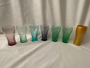 Retro Set van 7 diverse Coca Cola drinkglazen Mac Donalds beschikbaar voor biedingen