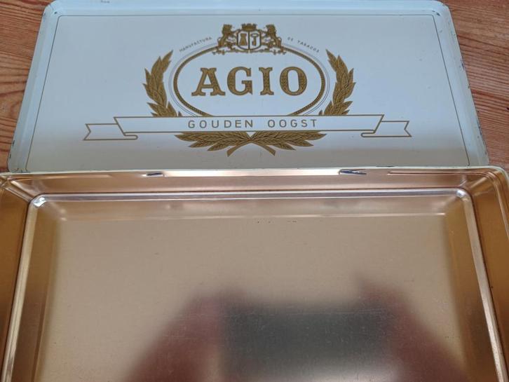 Agio gouden oogst sigarendoos, Verzamelen, Rookartikelen, Aanstekers en Luciferdoosjes, Gebruikt, Tabaksdoos of Verpakking, Ophalen of Verzenden