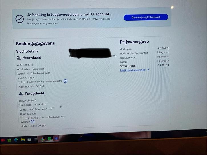 Vliegticket Amsterdam <-> Aruba HERFSTVAKANTIE, Tickets en Kaartjes, Trein, Bus en Vliegtuig, Eén persoon, Met bestemming of datum