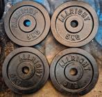 4x 5kg zwarte gietijzeren 30mm halterschijven, Sport en Fitness, Ophalen, Gebruikt, Benen, Halterschijven