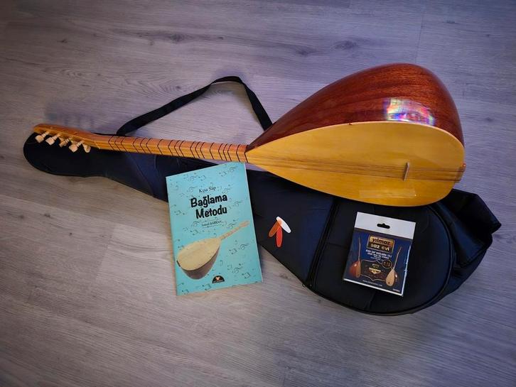 Anadolu Müzik yapımı kısa sap (19 perde) bağlama, komple set, Muziek en Instrumenten, Snaarinstrumenten | Overige, Zo goed als nieuw