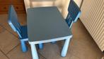 Ikea Mammut kindertafel en stoelen blauw, de tafel is 76x55x, Ophalen, Gebruikt
