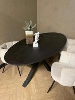 Zwarte ovale eettafel - croco structuur | maatwerk, Nieuw, Vijf personen of meer, Hotel-chique, 150 tot 200 cm