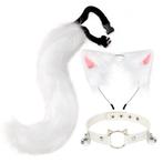 Witte Vossenstaart Oren En Halsband Furry Fursuit Staart, Hobby en Vrije tijd, Verzenden, Nieuw