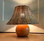 Vintage lamp Riet rotan zware houten bol vintage tafellamp, Ophalen of Verzenden, Minder dan 50 cm