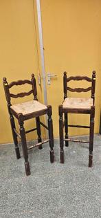 Oude bruine barkrukken - set van 2, Huis en Inrichting, Stoelen, Ophalen, Riet of Rotan, Gebruikt, Twee