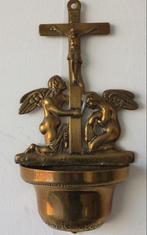 Wijwaterbak koper 32 bij 17 cm met engelen, Antiek en Kunst, Ophalen of Verzenden