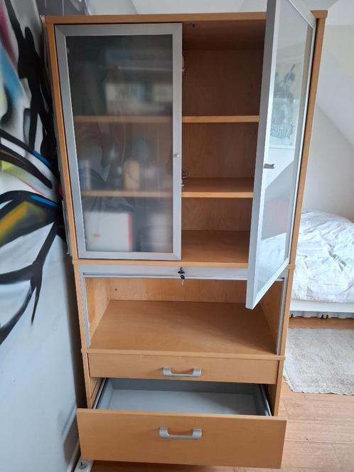ikea effektiv roldeur hoge kast beuken 215x84x43 2 lades 3pl, Huis en Inrichting, Kasten | Roldeurkasten en Archiefkasten, Zo goed als nieuw