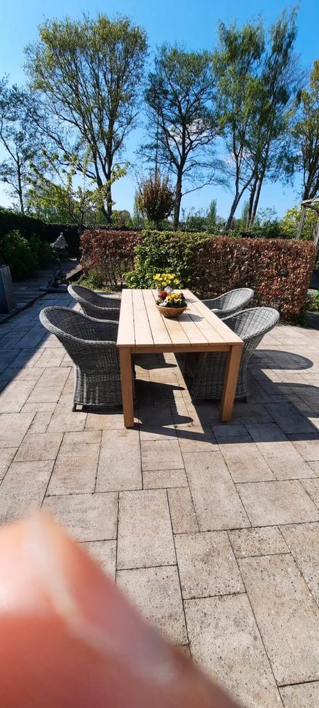aluminium tafel met 6 kunststof rotanstoelen incl kussens, Tuin en Terras, Tuinsets en Loungesets, Gebruikt, Tuinset, Aluminium