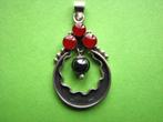 Sierlijke Zilveren Hanger met Carneool en Hematiet, Sieraden, Tassen en Uiterlijk, Antieke sieraden, Verzenden, Zilver, Hanger