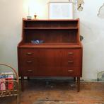 Vintage Secretaire Teak Fineer. NU MET 20% KORTING., Gebruikt, Ophalen, Deens, Scandinavisch, Vintage, Mid-Century.