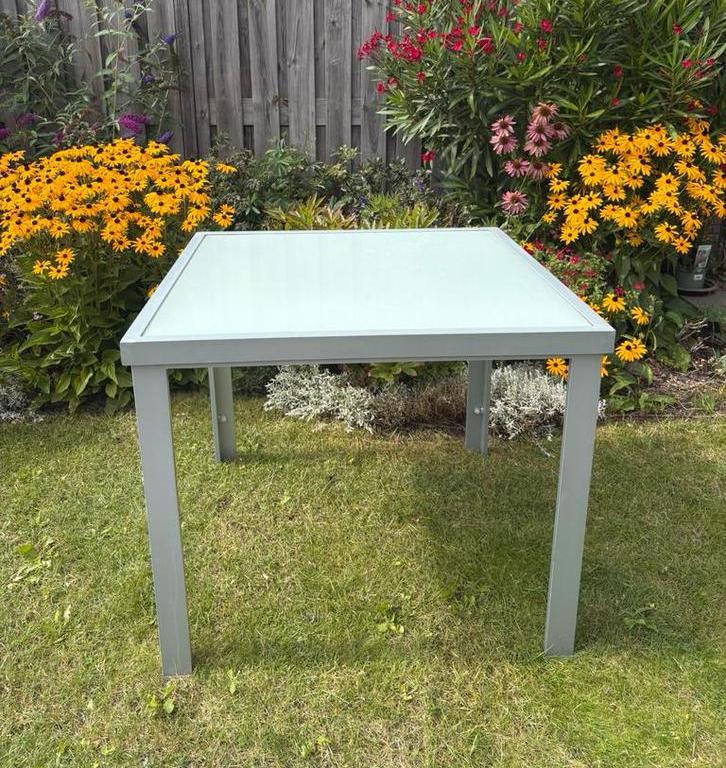 Tuintafel 90x90, Tuin en Terras, Tuintafels, Gebruikt, Vierkant, Ophalen