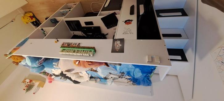 Hoog bed. Zwart-wit. 90 cm (breedte), 249 cm (lengte), 165 c, Huis en Inrichting, Slaapkamer | Stapelbedden en Hoogslapers, Zo goed als nieuw