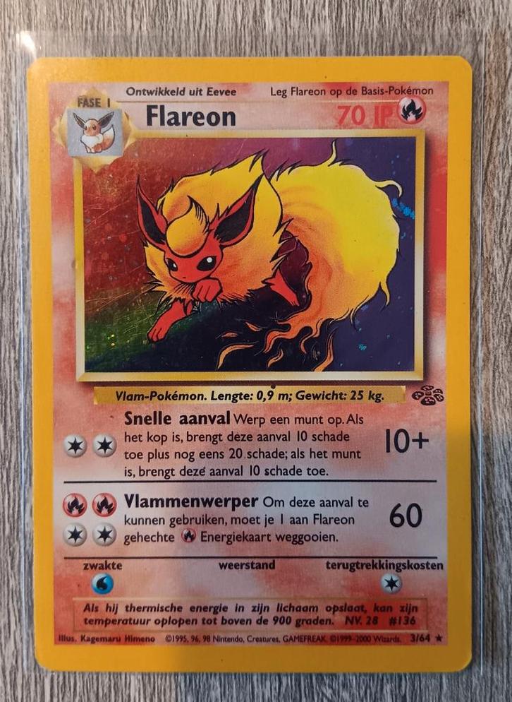 Flareon Holo Jungle Nederlands, Hobby en Vrije tijd, Verzamelkaartspellen | Pokémon, Zo goed als nieuw, Ophalen of Verzenden
