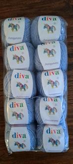 Pakket Diva Garen Mix Katoen - 10 Bollen Lichtblauw, Hobby en Vrije tijd, Breien en Haken, Ophalen of Verzenden, Nieuw, Breien of Haken