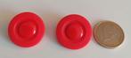 Vintage rode ronde clips oorbellen rood kunststof, Ophalen of Verzenden, Zo goed als nieuw, Rood, Overige materialen