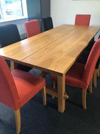 Eet tafel + stoelen, 200 cm of meer, 100 tot 150 cm, Rechthoekig, Eikenhout