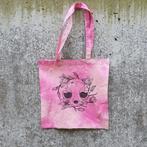 Handgemaakte katten schedel gothic roze tie dye tote bag, Nieuw, Ophalen of Verzenden, Roze