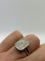 A479 Prachtige zilveren zegelring initialen AS maat 17,5, Sieraden, Tassen en Uiterlijk, Antieke sieraden, Ophalen of Verzenden