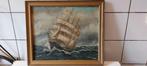 pracht olieverf schilderij met schip, Antiek en Kunst, Kunst | Schilderijen | Klassiek, Ophalen of Verzenden