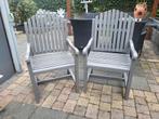 2 leuke houten tuinstoelen zithoogte 46 cm, Ophalen of Verzenden, Gebruikt, Kunststof