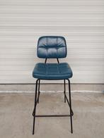 Metalen barkruk met blauw vinyl design nieuw, Met voetsteun, 60 tot 90 cm, Nieuw, Ophalen of Verzenden