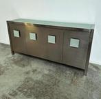Rvs met glasplaat dressoir, Ophalen of Verzenden, 25 tot 50 cm, Glas