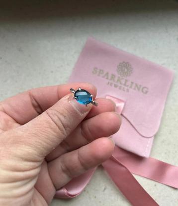 Zilveren Ring met Blauwe Topaz - Nieuw! beschikbaar voor biedingen