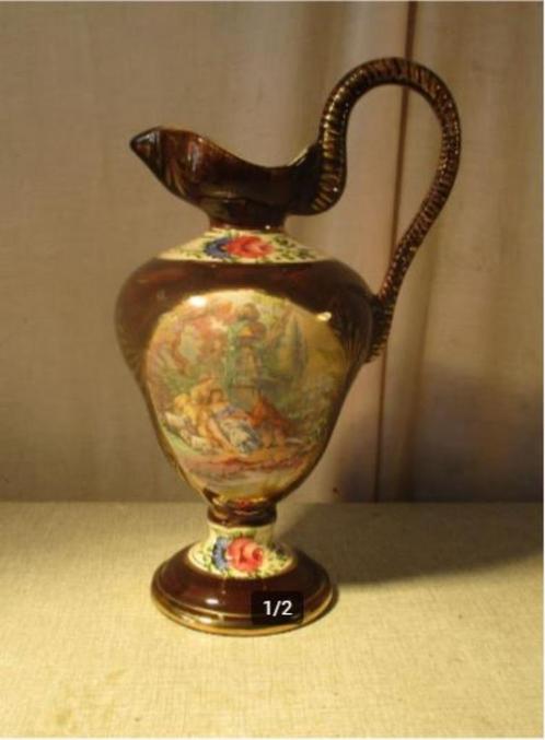 Prachtige Beschilderde Kruik - Bequet Quaregnon - 27cm, Antiek en Kunst, Antiek | Keramiek en Aardewerk, Ophalen of Verzenden