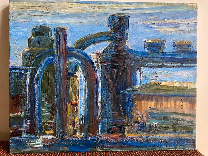 Schilderij Hoogovens Fabriek Industrie Harold Schouten, Antiek en Kunst, Kunst | Schilderijen | Modern, Ophalen of Verzenden