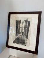 Schilderij notenhouten lijst, Antiek en Kunst, Kunst | Tekeningen en Foto's, Ophalen