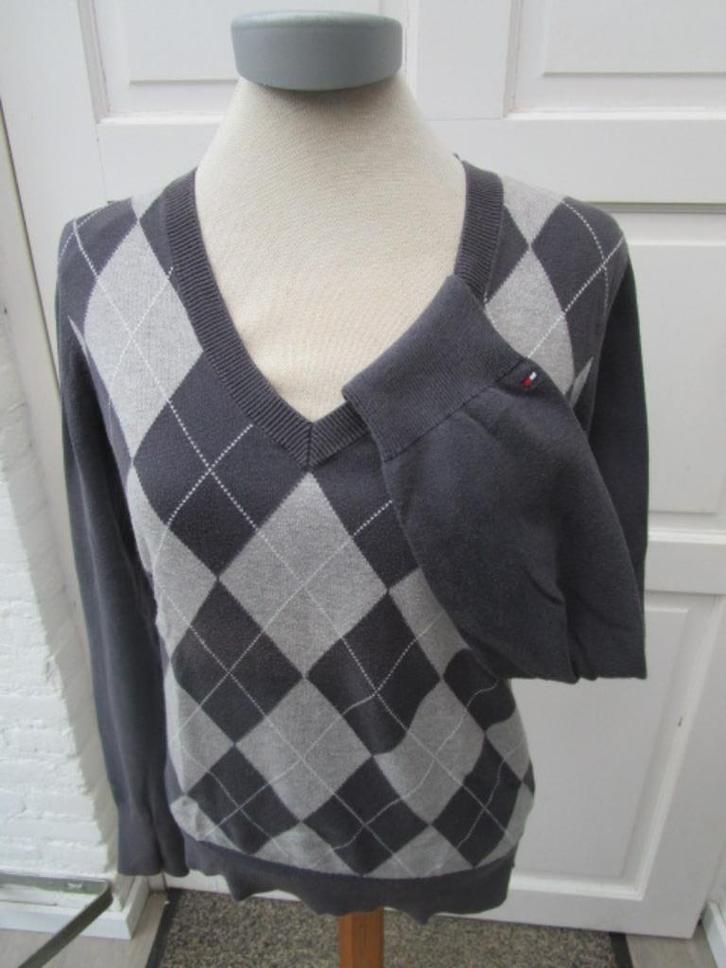 Keurig nette Tommy Hilfiger argyle trui maat L, Kleding | Dames, Truien en Vesten, Zo goed als nieuw, Maat 42/44 (L), Grijs, Ophalen