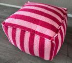 Nieuwe Roze Gestreepte Zit Poef, Huis en Inrichting, Minder dan 50 cm, Vierkant, Nieuw, Ophalen of Verzenden