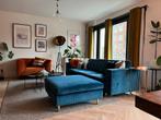 Blauwe Velvet Bank, Huis en Inrichting, Ophalen, Driepersoons, 75 tot 100 cm, Zo goed als nieuw