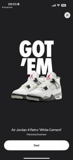Jordan 4 White Cement maat 39, Kleding | Heren, Schoenen, Ophalen of Verzenden, Nieuw, Wit
