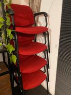 Stapelbare rode stoelen - set van 4, Huis en Inrichting, Stoelen, Ophalen, Gebruikt, Vier, Metaal
