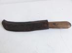 Snoeimes, antiek in leren hoes, mes, antiek, tuindersmes, Antiek en Kunst, Ophalen of Verzenden