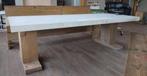 2x Steigerhouten tafels met banken, Huis en Inrichting, Tafels | Eettafels, Ophalen, Gebruikt, 150 tot 200 cm, 200 cm of meer