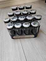 Kruidenrek met 16 potjes, Ophalen of Verzenden, Zo goed als nieuw, Rvs, Pot, Bus of Blik