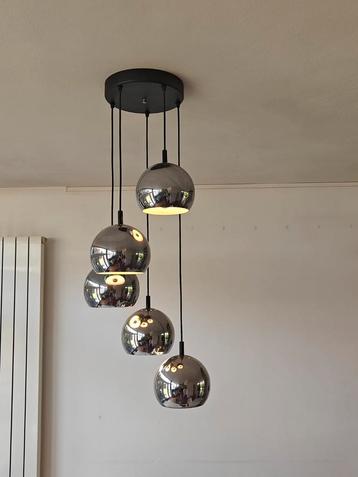 Hanglamp 5 chromen bollen vintage  beschikbaar voor biedingen