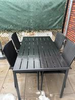 Tuinset 4 Persone zwart lichtgewicht, Tuin en Terras, Ophalen, 4 zitplaatsen, Aluminium, Zo goed als nieuw